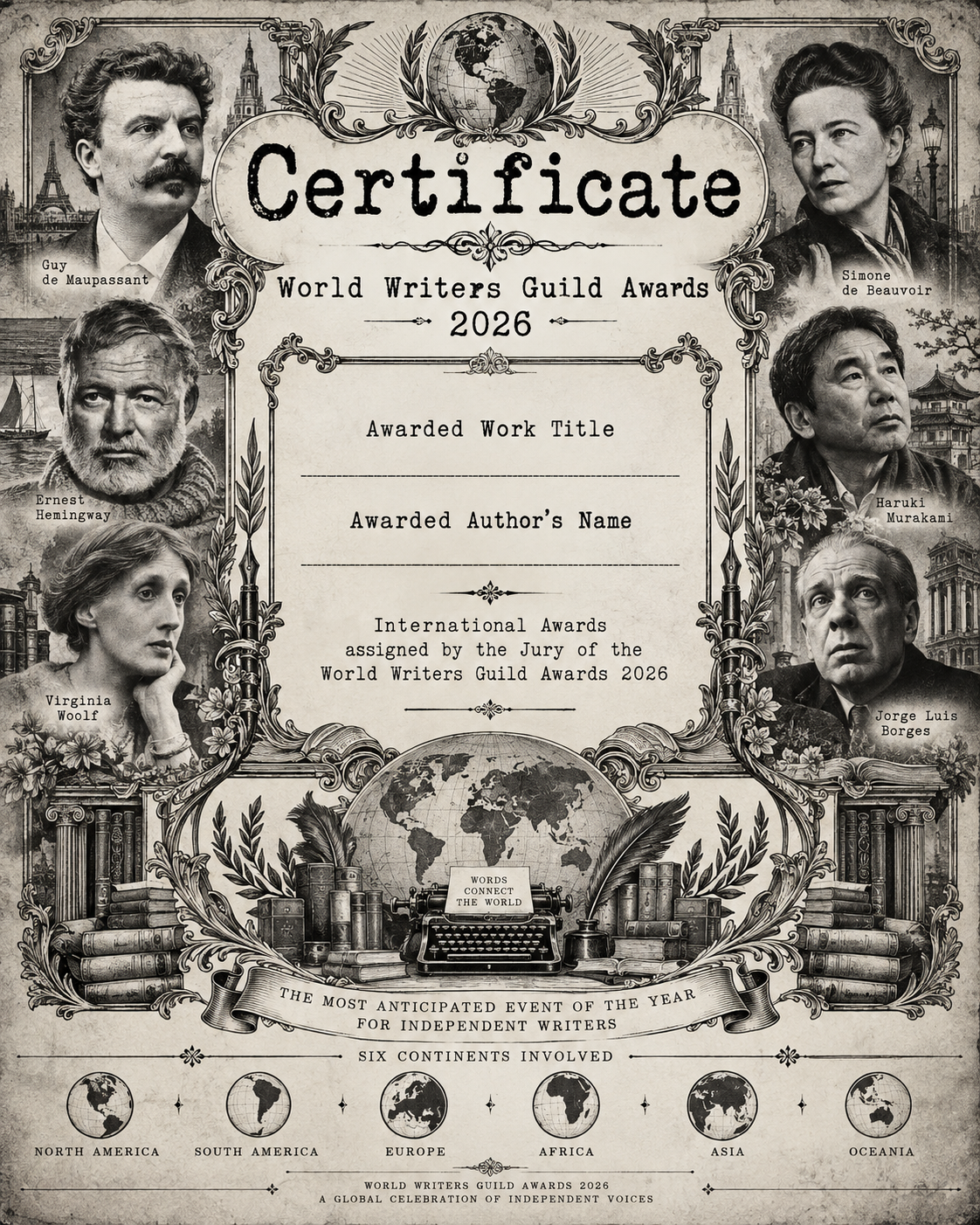 WWGA – World Writers Guild Awards CERTIFICATE